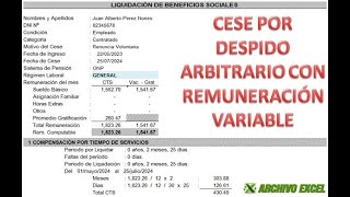 Liquidación de Beneficios Sociales con Remuneración Variable y Cese por Despido Arbitrario [upl. by Kannry]