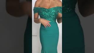 Portia amp Scarlett Mermaid  Emerald Green evening dress at SHAIDE [upl. by Ayotal]