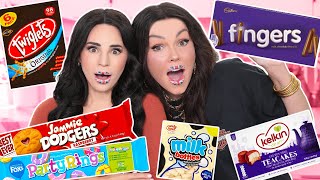 Trying the BEST BRITISH TREATS amp Candy  Part 2  ft Kandee Johnson [upl. by Assenahs]