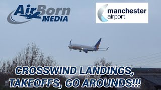 Manchester Airport 27119  Extreme Scary Crosswind Landings Go Arounds and Take Offs [upl. by Cosmo271]