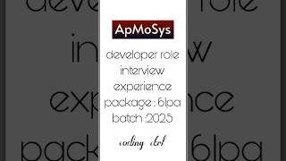 Developer role interview developer interviewquestions campusdrive placements salary apmosys [upl. by Ettevroc556]