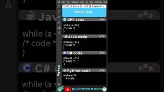 Compare 4 Major Coding Languages to see How they use While Loops coding programming [upl. by Darees]