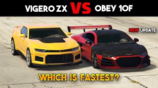 GTA 5 ONLINE VIGERO ZX VS OBEY 10F WHICH IS FASTEST [upl. by Nnednarb]