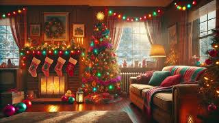 Cozy 1980s Christmas Morning Ambience  Retro Holiday Lights Festive Decor and Snowy Scenery [upl. by Sigismond]