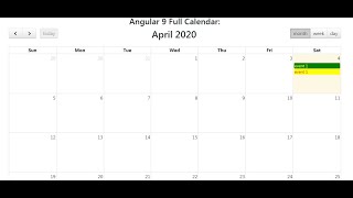 Angular 9 Full Calendar with Beautiful Events Colors [upl. by Ardnasac]