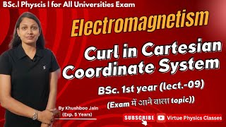 Curl in Cartesian Coordinate System  lect09  Electromagnetism bsc physics [upl. by Alethea]