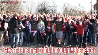 Bayern Munich fans marching through Manchester [upl. by Anairo]