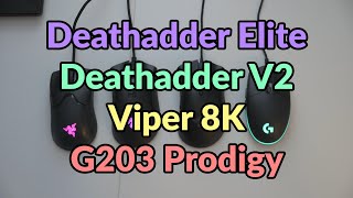 Review Deathadder Elite vs Deathadder V2 vs Viper 8K vs G203 Prodigy Razer Optical vs Mechanical [upl. by Whyte]