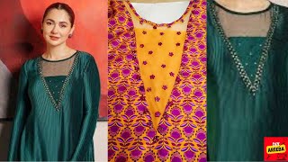 hania amir inspired neck design cutting and stitchinglulu sar outfit neck design recreate [upl. by Ecile]