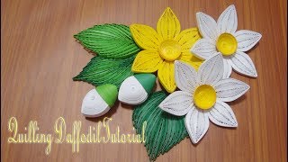 Quilling Daffodil Flower V2 Tutorial  paper narcissus  cómo hacer flor de narciso quilling [upl. by Henigman]