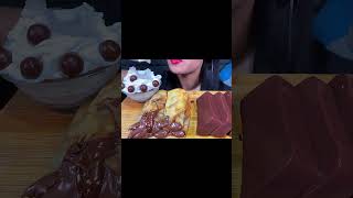 MUKBANG ASMR NUTELLA CREPES CHOCOLATE JELLY WHIPPED CREAM WITH MALTESERS EATING SOUNDS [upl. by Toomin]