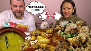 MUKBANG NEPALI FOODDAL BHATALOO KO ACHARPICKLED POTATO SALAD CHICKEN CURRY [upl. by Zuliram]