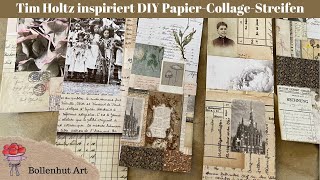 Tim Holtz inspiriert DIY PapierCollageStreifen  Bastelwelt Schobes Haul  Bollenhut Art ❤️ [upl. by Tippets]