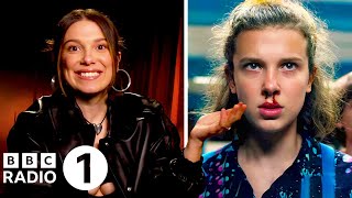 quotIt’s giving ickquot 😂 Millie Bobby Brown on nosebleeds Damsel and her goto face to ruin a photo [upl. by Aicirtal803]