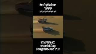 DAF Truck overtaking Peugeot 405 T16 😱 dakar motorsport truck truckdriver racing driving omg [upl. by Ilario]