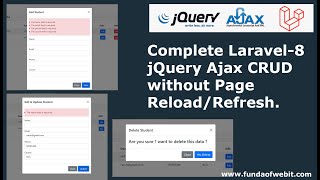 Laravel 8 jQuery Ajax CRUD without Page ReloadRefresh with Form Validation in Laravel 8 [upl. by Olvan]