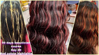 Red colour highlighting on dark black hair  red colour highlights [upl. by Chor]