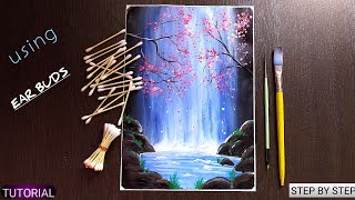 Easy Waterfall Landscape Painting tutorial for beginners  Step by step Waterfall Landscape Paintin [upl. by Weinstein]