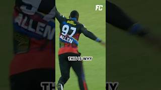 Fabian Allen dismissed Nicholas Pooran with a reflex catch off his own bowling 😮CPLonFanCode [upl. by Verras]