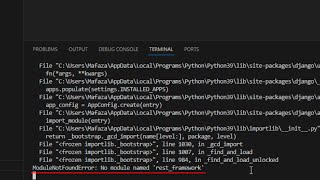 ModuleNotFoundError No module named restframework  Django Python [upl. by Castorina]