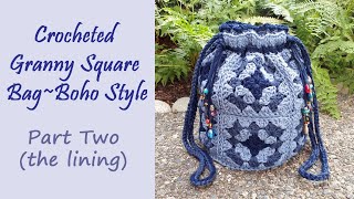 CROCHET Round Granny Square Bag  Part Two [upl. by Ymorej]