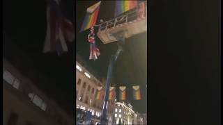 UK Flags Cut Down and Replaced with Pride Flags [upl. by Miarfe]