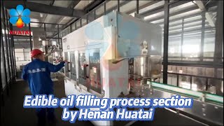 Edible oil filling process section by HenanHuatai machine filling mill automobile cookingoil [upl. by Treble167]