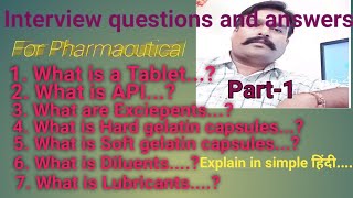 Question amp Answers for Pharma interviews explained in hindi [upl. by Akcebar522]