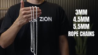 3mm Rope VS 45mm Rope VS 55mm Rope chain [upl. by Romy]