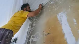 Fabric Ceiling Installation  FABRIC CEILING TUTORIAL  DIY FABRIC CEILING [upl. by Ailes]