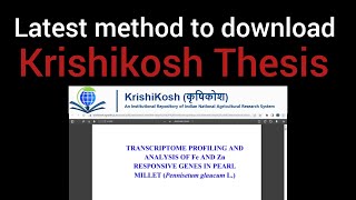 Latest method for krishikosh thesis download Thesis download krishikosh 2023 [upl. by Adnoma]