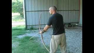 Shooting heavy longbow Howard Hill Half Breed 11528quot [upl. by Aileahcim160]