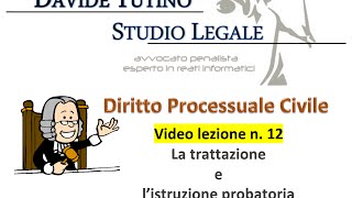 Diritto processuale civile  Video Lezione n12 La trattazione e l’istruzione probatoria 1 [upl. by Alverta14]