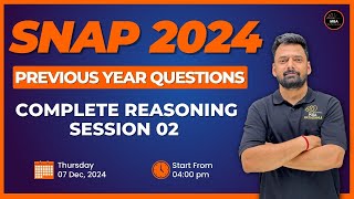 SNAP 2024  Complete Reasoning PYQs Session 02  Mukesh Sir  MBA Pathshala snap2024 [upl. by Akeihsat]