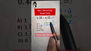 Bar questions tricks recurring decimal tipsandtricks learnonyoutube [upl. by Semyaj]