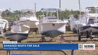 Hundreds of boats up for auction at salvage yard along Burnt Store Road [upl. by Fransis]