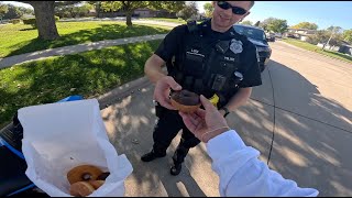 Handing out Donuts and Coffee to Cops on my Sportbike [upl. by Hayyim]