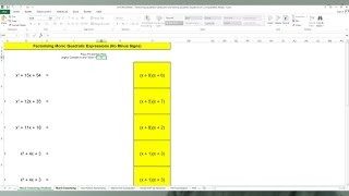 FREE Excel Workbook to Help You Factorise Quadratic Expressions [upl. by Ashling]