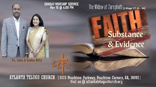 Atlanta Telugu Church Service Nov 10 2024  FAITH  Substance amp Evidence  PsJohn amp Sudha Billa [upl. by Bobette]