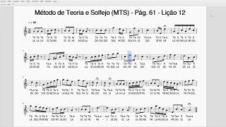 Playback para Lição 12 Página 61 do Método de Teoria e Solfejo  2ª Edição MTS [upl. by Sandler]