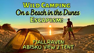 BEACH WILD CAMPING  Fjallraven Abisko View 2 Tent  SOLO camp with the dog  Backpacking UK [upl. by Ahsoik]