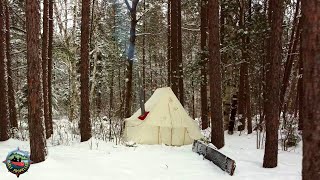 Hot Tent Camping In The Woods With Wolves Good Friends Good Food And Beautiful Wild Country [upl. by Annayt]