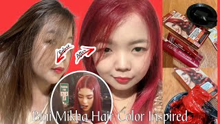 COLORING MY HAIR RED using HAIRFIX HAIR COLOR CREAMBini Mikha Hair Color Inspired ❤️ [upl. by Ehttam]