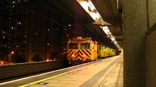 The MTR maintenance stock haul by the Locomotive L82 and L85 at Ngau Tau Kok Station [upl. by Fowler]