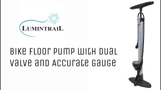 How to Use the LuminTrail High Pressure Dual Valve Bike Floor Pump with Gauge [upl. by Angelico]