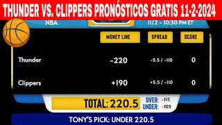 Oklahoma City Thunder vs LA Clippers 1122024 Pronósticos GRATIS de la NBA para Hoy [upl. by Nuahc]