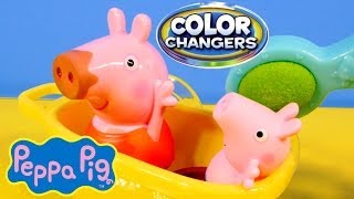 Peppa Pig Color Changers Muddy Puddles Bathtime Peppa Fisher Price Toys Review Nick Jr [upl. by Rusty]