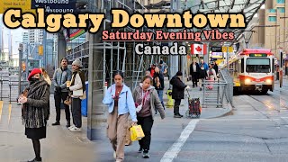 Calgary Downtown on Saturday Evening Walking Tour Calgary alberta Canada [upl. by Bennir]