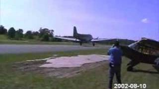 DC3 lands at a short airstrip i Sweden [upl. by Id]