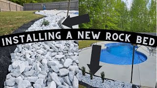 Creating a new marble rockgravel landscaping bed time lapse [upl. by Norret]